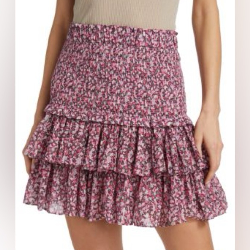 ISABEL MARANT Naomi Smocked Mini Skirt Pink Size 4 NWT